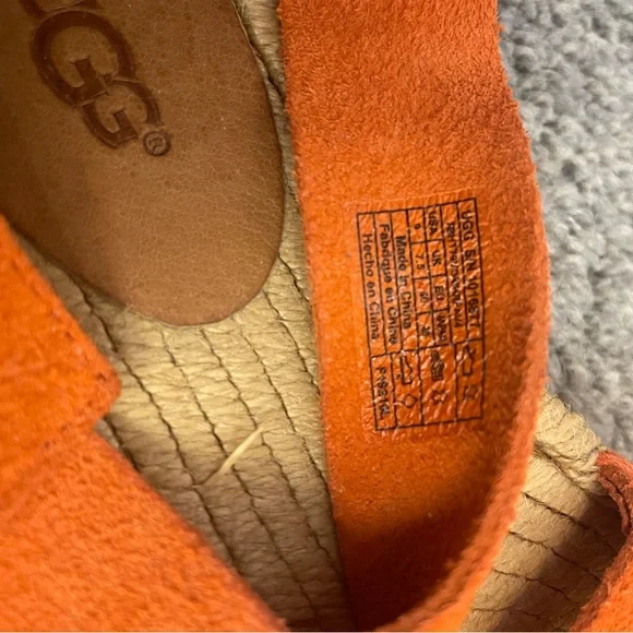 UGG Mila Suede Espadrille Sandals Orange Size 9 With Box - Picture 9 of 10